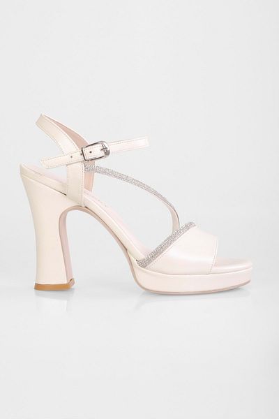 Shoeberry Дамски обувки с ток Alaia Pearl Skin Stone Platform