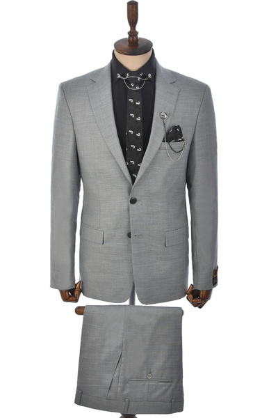 DeepSEA Men's Dark Gray Double Button Double Slit Pocket Covered 2-Piece Suit2300375