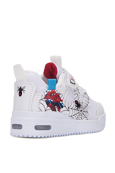 Nstil Daily Unisex Children's White Red Lighted Velcro Elastic Spiderman Detailed Sneaker 267