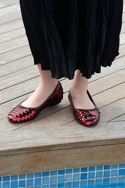 Sibel Durmaz NINA Claret Red Sequin Ballerinas