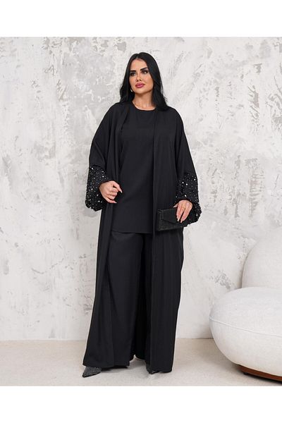 MAY MARA WOMEN'S ARM STONE EMBROIDERED 3-PIECE BLUZED PANT WITH LAMELET Suit