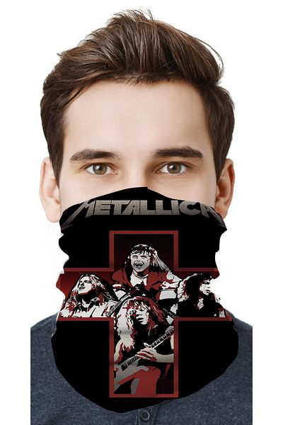 FG KONNİCHİWA Metalica Metal Music Motor Cycling Face Mask Outdoor Buff Neck Collar Bandana Balaklava