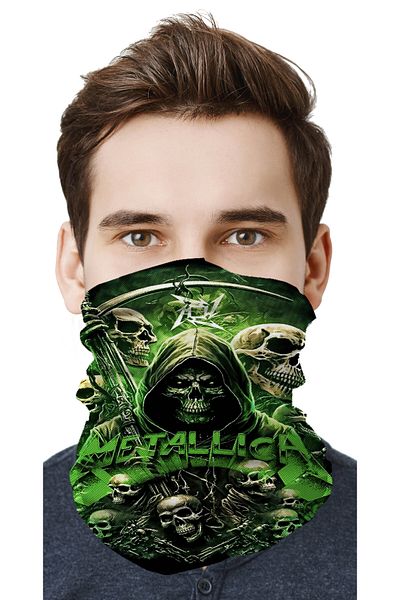 FG KONNİCHİWA Metalica Metal Music Motor Cycling Face Mask Outdoor Buff Neck Collar Bandana Balaklava