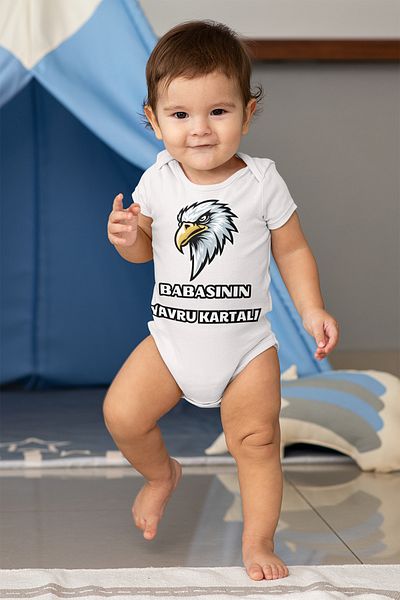 ADABEBEK Daddy's Baby Eagle Printed Short Sleeve Snap Bodysuit