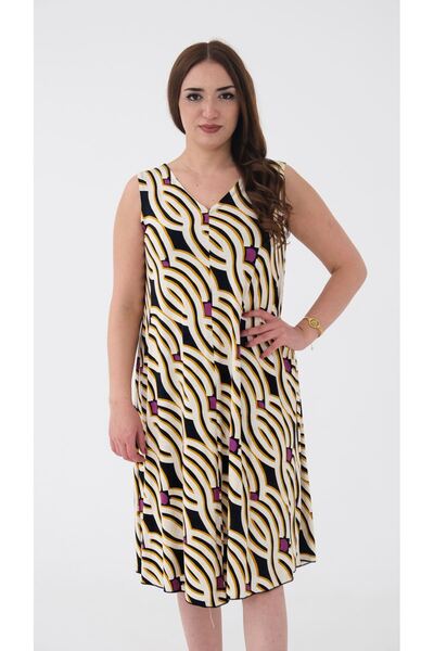 Blues Outlet WOMEN'S ZERO SLEEVE V-NECK COMBED DRESS-MODEL-1