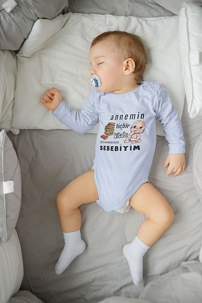 ADABEBEK 100% Cotton Mom's Book That Can't Read Printed Long Sleeve Snap Bodysuit