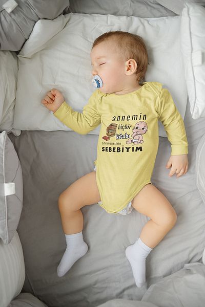ADABEBEK 100% Cotton Mom's Book That Can't Read Printed Long Sleeve Snap Bodysuit