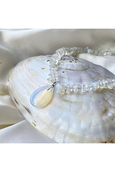 Elifsu Jewelry Opalit Taşı (Sentetik) Kırıktaş Kolye Damla Kesim Uçlu