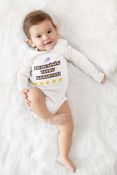 ADABEBEK Grandfather's Baby Canary Printed Long Sleeve Snap Bodysuit