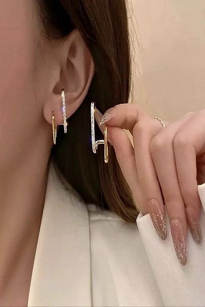 Alze Beauty VIP Double Look Earrings Gold Color