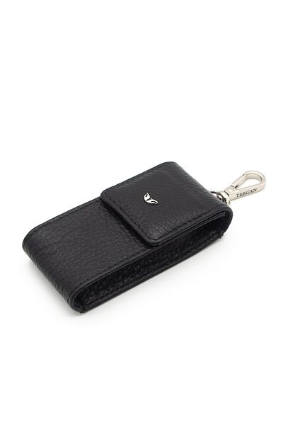 Tergan Black Leather Unisex Keychain 0095A41