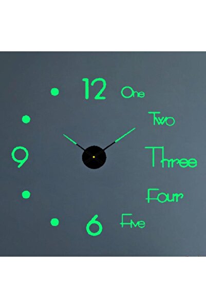UpWay 40 Cm Duvar Saati Sessiz Çerçevesiz Fosforlu Kendinden Yapışkanlı Dekoratif
