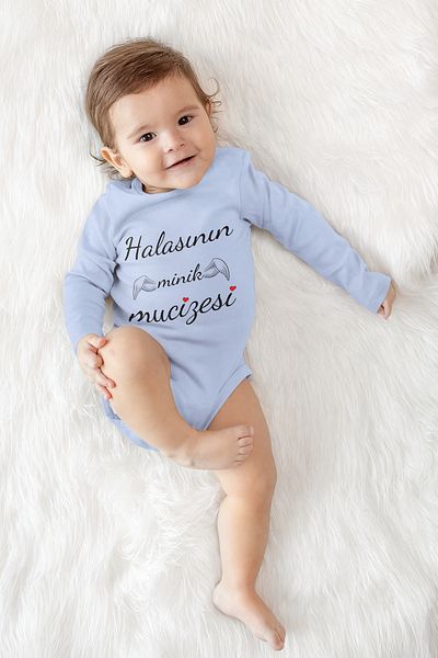 ADABEBEK 100% Cotton Aunt's Little Miracle Printed Long Sleeve Snap Badi Bodysuit