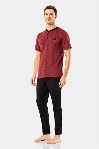 Weweus Erdem Bordo Ανδρικό Σετ Πιτζάμες Καλοκαιρινό 2023-08 Χρώμα Βουργουνδία...