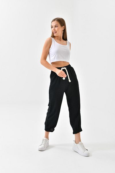 ubmbutik Pantaloni Shalwar înfășurați cu buzunar, cu talie elastică și picioare înțepate