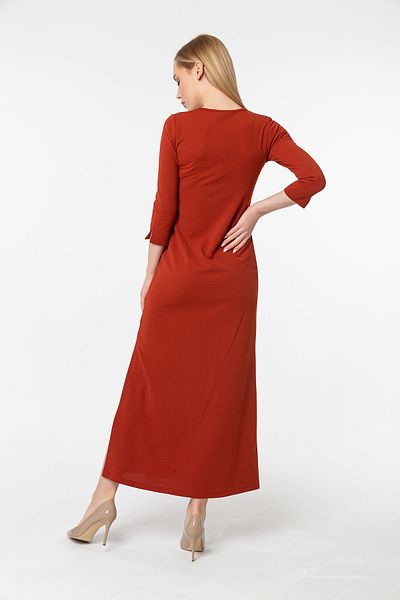 Laranor Crew Neck Three-Quarter Sleeve Slit Detail Dress
