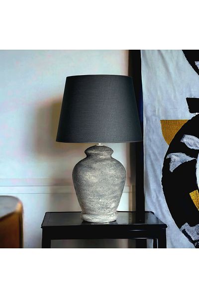 Qdec Vintage Ceramic Lampshade Rustic Modern Grey - Gray