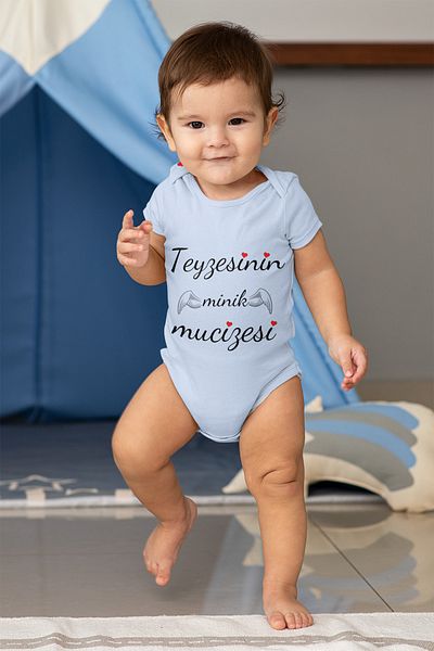 ADABEBEK Aunt's Little Miracle Printed Short Sleeve Badi with Snap Fasteners