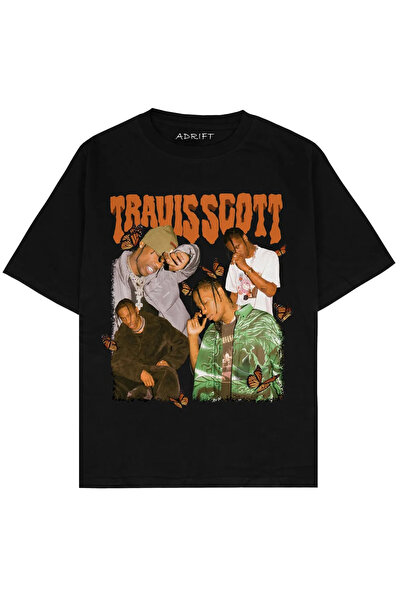 Adrift Tricou negru oversize unisex Travis Scott