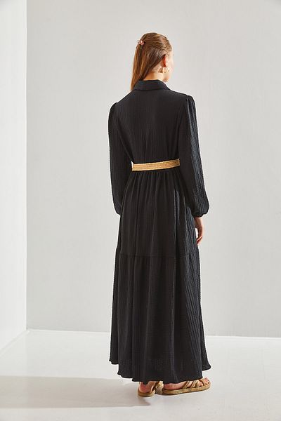 Bianco Lucci Modest Γυναικείο πλεκτό φόρεμα χιτζάμπ με ζώνη60151015