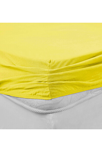 ATACA TEKSTİL Yellow Color Single or Double Elastic Sheet 100% Cotton Sheet Cover Set, Breathable Fabric