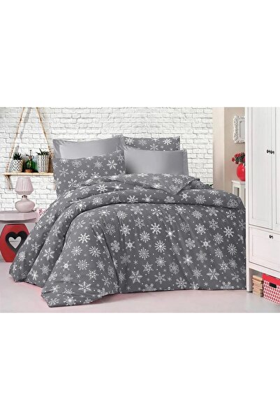 Mert Collection Çarşı غطاء لحاف فردي 1 كيس وسادة نمط ثلجي رمادي