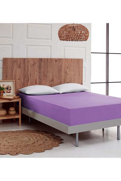 ATACA TEKSTİL Lilac Single or Double Elastic Sheet 100% Cotton Sheet Cover Set, Breathable Fabric