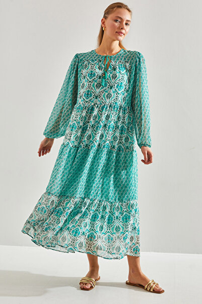 Bianco Lucci Modest فستان سيفون حجاب مبطن منقوش للنساء60151020