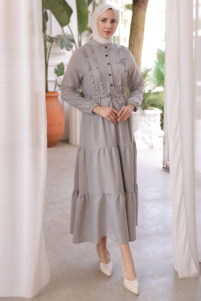 benguen 6814 Rochie cu volane gri