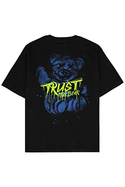 Adrift Tricou unisex oversize negru Trust The Bear