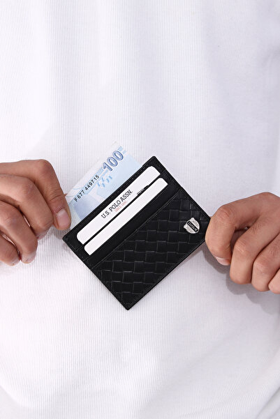 U.S. Polo Assn. US POLO ASSN7667-7668-7669 GENUINE LEATHER CARD HOLDER BLACK