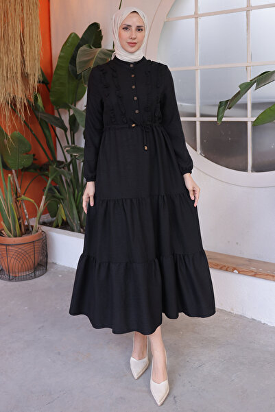 benguen 6814 Ruffle Dress Black