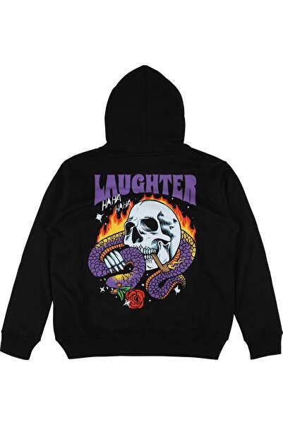 Adrift Φούτερ με κουκούλα Laughter Siyah Oversize Unisex