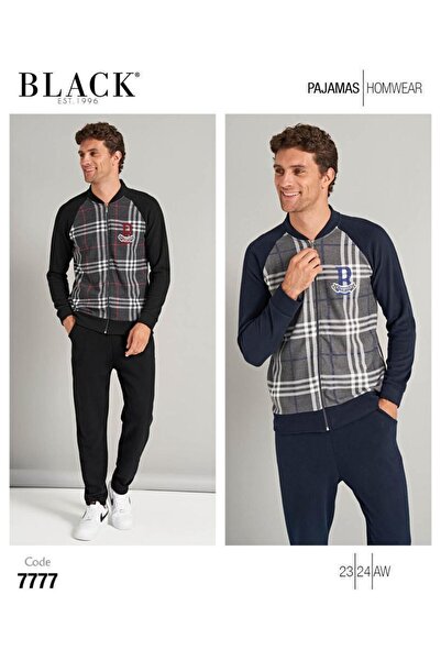 DONWEAR طقم بيجامة بنمط ثيسالونيك للرجال 7777 أزرق