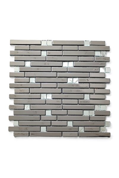 MozaiKristaL Mutfak Tezgah Arası Gümüş Inox & Ayna Mix. Kristal Cam Mozaik. (...