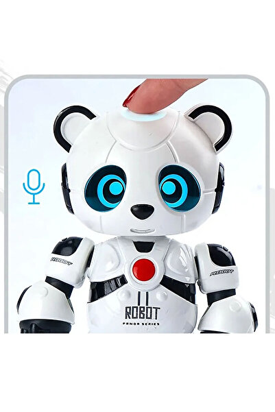 Vardem Şarjlı Müzikli Interaktif Robot Panda Beyaz