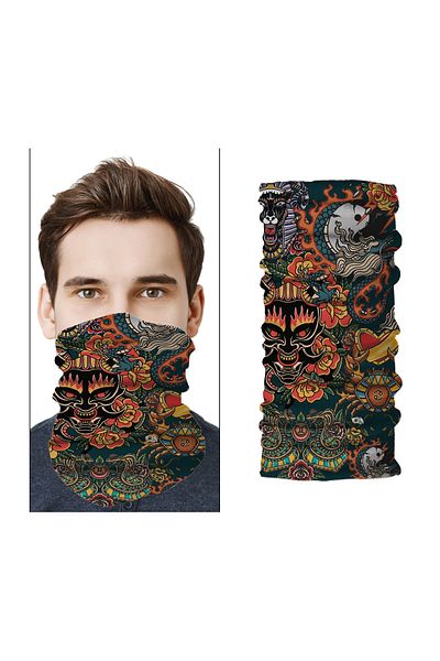 FG KONNİCHİWA Dragon Pattern Motor Cycling Face Mask Outdoor Buff Neck Collar Bandana Balaklava