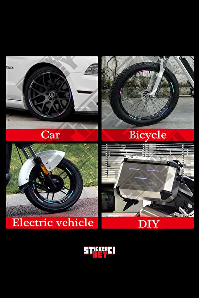 STİCKERCI BEY Hologram Tekerlek Şerit Moto Araba Uyumlu Oto Aksesuar Motorsiklet Aksesuar Sticker