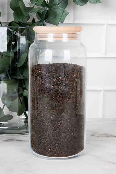 DNS HOME Glass Jar Storage Container with Wooden Vacuum Lid 1300 ml