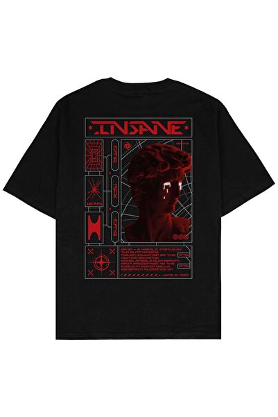 Adrift Луда черна прекалено голяма унисекс тениска