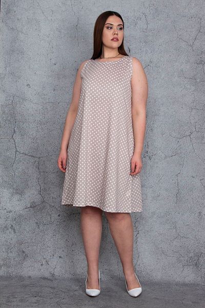 Şans Women's Plus Size Mink Point Pattern Dress 65n24477