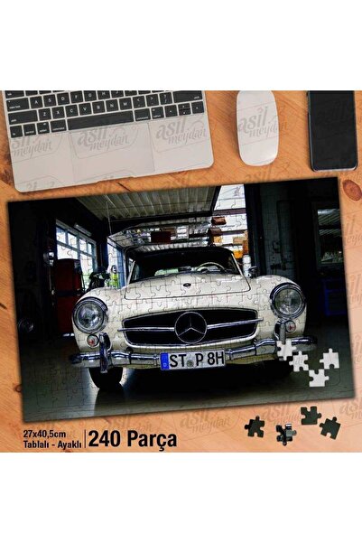 Genel Markalar Asil Hobi Mercedes-benz- 300sl- Nostajik Spor Araba Yapboz -ayak Destekli Çerçeveli 240 Parça Puzzle