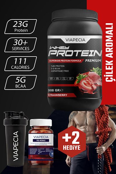 Viapecia Whey Protein Strawberry Plenty of Protein 908 Gr Premium