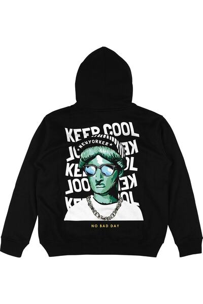 Adrift Keep Cool Hanorac negru oversize unisex cu glugă