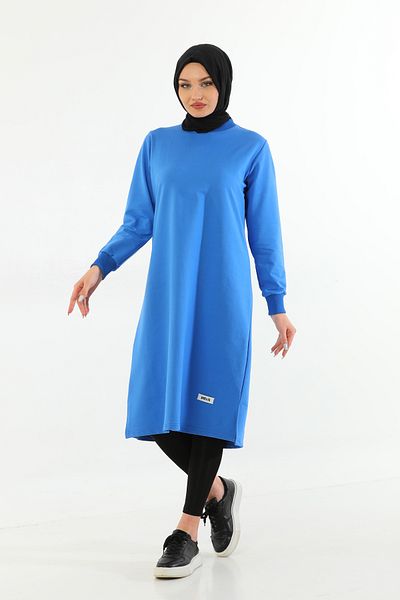 Elif Okur Hijab Long Sweatshirt Tunic 110cm Ocean Blue 1240