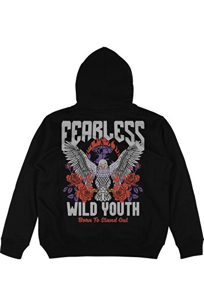 Adrift Hanorac cu glugă unisex Fearless Black Oversize