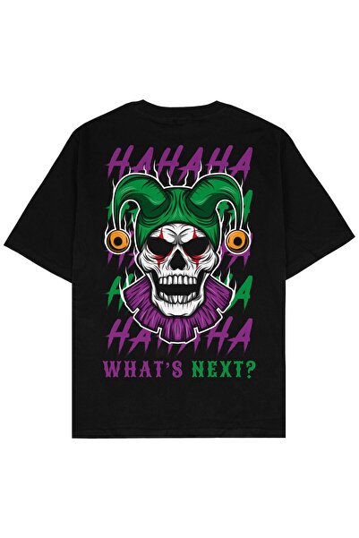 Adrift Tricou unisex supradimensionat Skull Joker negru