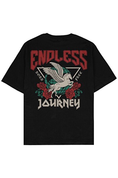 Adrift Ατελείωτο μαύρο μπλουζάκι Unisex Oversize