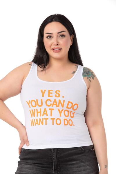 DISENTIS MODEST Velika vešalica sa natpisom bela narandžasta T-shirt