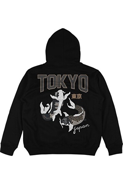 Adrift Hanorac cu glugă Tokyo Black Oversize Unisex